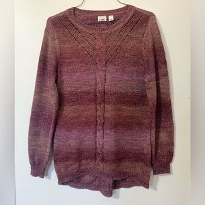 Cato Boho Mauve Purple Ombré Marled Knit Cozy Vintage Style Sweater Top Large